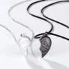 Antique Broken Heart Shaped Silver Locket Chain Necklace for Lovers and Best Friends Heart Pendant Necklace Pair of 2 Locket with Chains Heavy Metal Pendant Necklace Antique Broken Heart Shaped Silver Locket Chain Necklace for Lovers and Best Friends forever