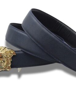 Black Leather belt with appliques Versace