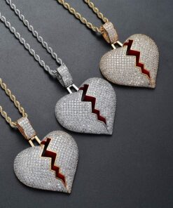 Remedy Broken Heart Iced Pendant 24" Tennis Chain"