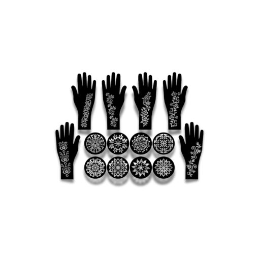 8 Tikki & 6 Bail Beautiful Mehandi Design Sheet Mehndi Stencils Stickers Reuseable