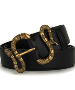 Shop the Gucci black snake leather belt for men