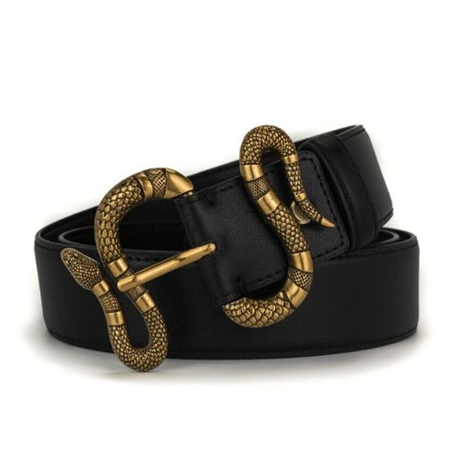 Shop the Gucci black snake leather belt for men