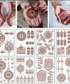 Waterproof Red Henna Mehndi Temporary Tattoo Mehndi Sticker for Girls Hand Henna Classic Design Sticker Tattoo Instant Mehndi Sticker