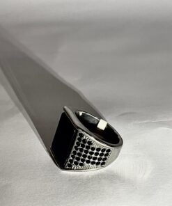Antique Turkish Ring - 925 Sterling Silver with Black Stones for Men's